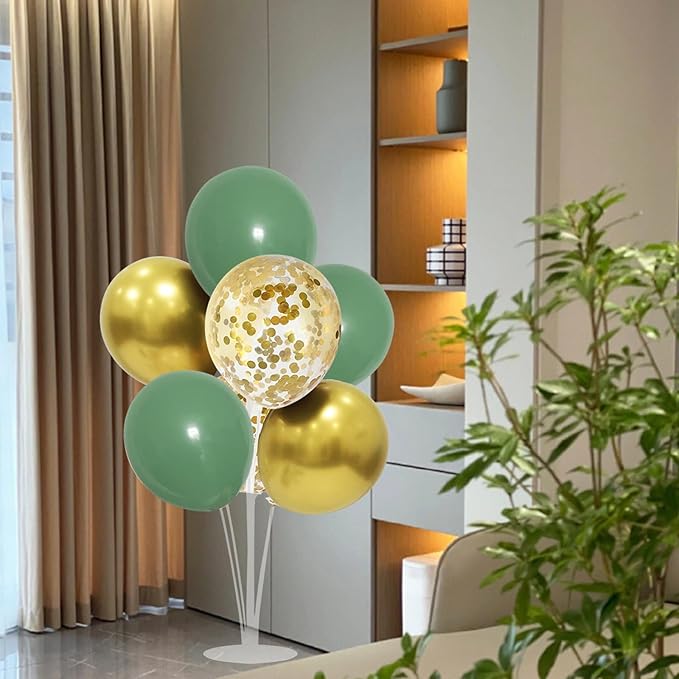 Green and Gold Balloon Stand Centerpiece Table Decorations - Image 6