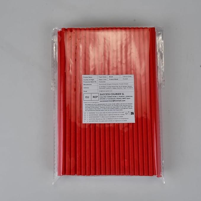 Disposable 7.75 inch Solid Red Paper Straws 100 Counts - Image 10