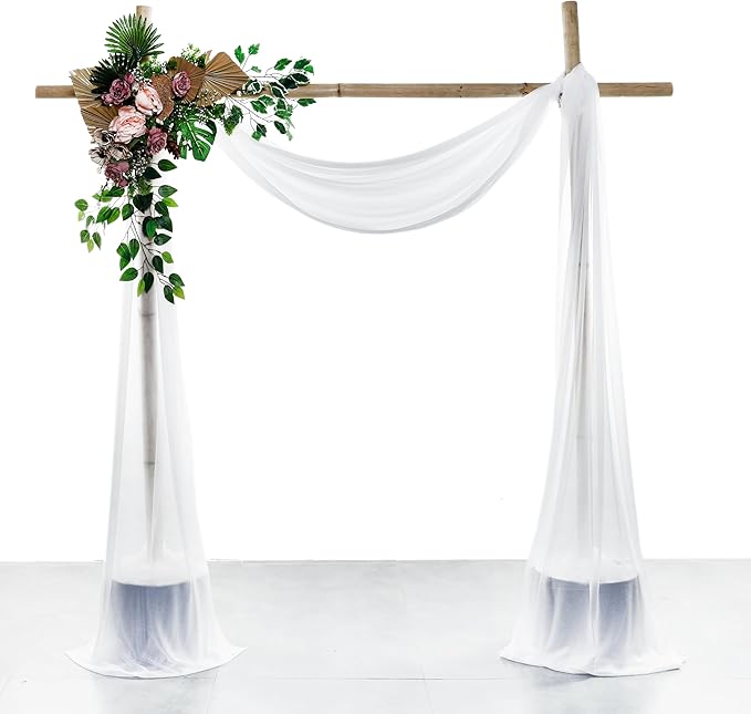 VDS Pack of 2 Panel Wedding Arch Draping Fabric Sheer Chiffon Fabric Drapery by VDS