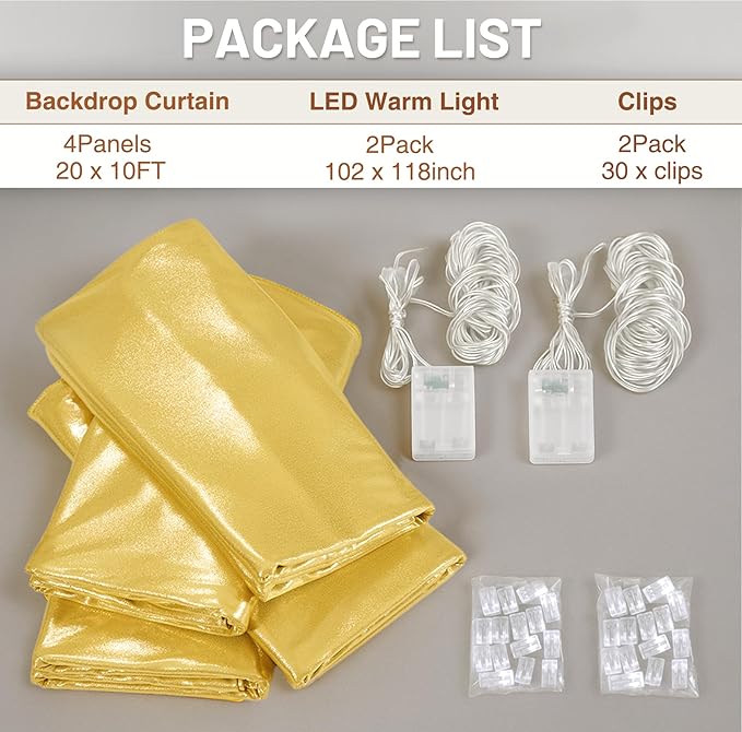 PartyVillage 20x10FT Gold Sequin Backdrop Curtain - Image 4
