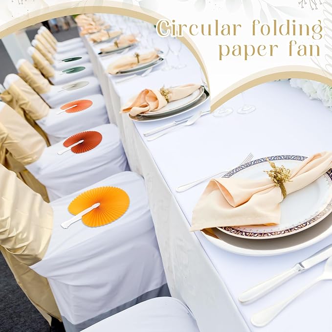 Pangda 24 Pack Folding Fans Round Paper Fans Assortment - Image 6