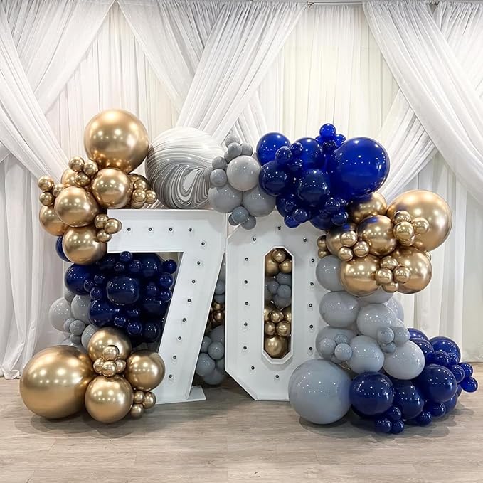Navy Blue and Gold Balloons - Image 5