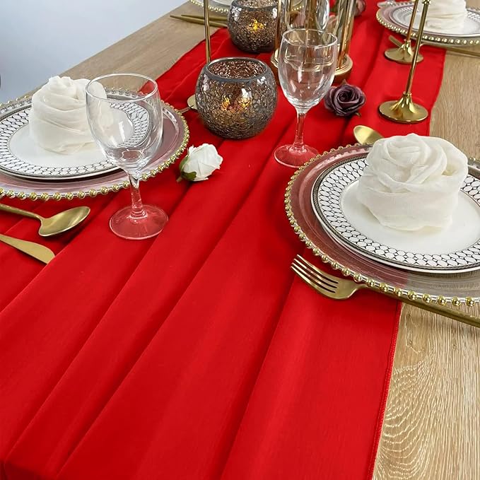 EHLDekol Chiffon Table Runners Romantic Sheer Wedding Table Runner Top Table - Image 3