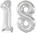 Silver Foil Number 18 Balloon 40 Inch, Helium Mylar Eight Number 18 Birthday by Upgesy