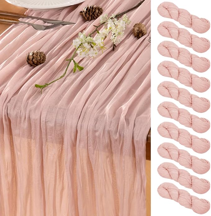 Dusty Pink Table Runner Cheesecloth Table Runner 10 Pack 10FT Farmhouse Table by LINXTAR