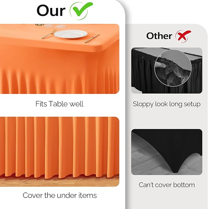 Wish Care 2 Pack Orange Spandex Table Clothes - Image 9
