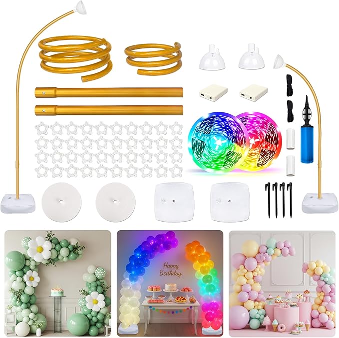 OurWarm Balloon Arch Kit with LED Lights, 9.35FT & 6FT Free Bending Half by OurWarm