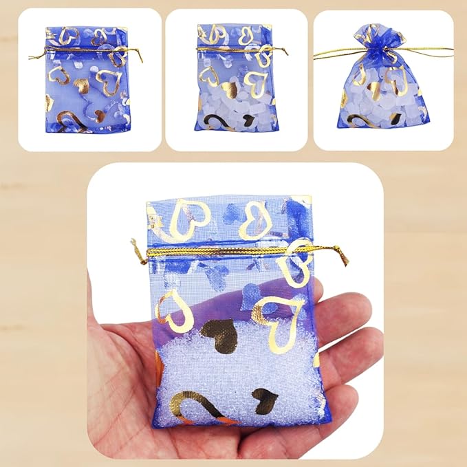 100 Pack 2.8 x 3.5 Inch Flower Heart Organza Jewelry Gift Pouch Candy Pouch - Image 3