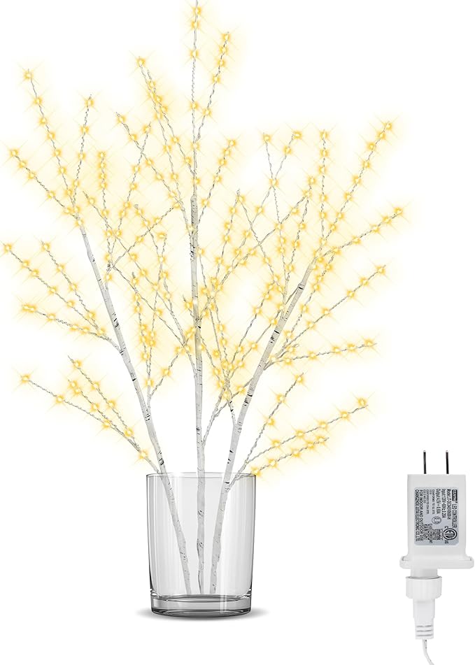 33in Birch Light Tree with 180 LED Lights, Twinkling Lighted Tree with Timer - Image 8