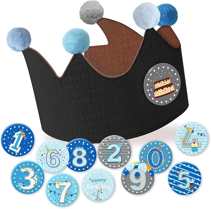 Reusable Birthday Crown with Numbers, Kids Birthday Hat Fabric Crown Pertain by Ulibanner