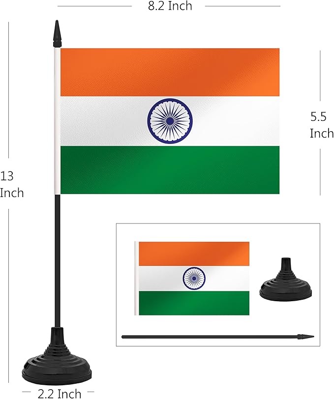 12 Pack India Desk Flag Set, Indian Table Office Flag, Small Miniature Desktop - Image 2
