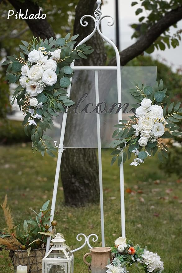 Faux Arch Flower Swag Set of 2 for Wedding Welcome Signs Floral Swag Wedding - Image 3