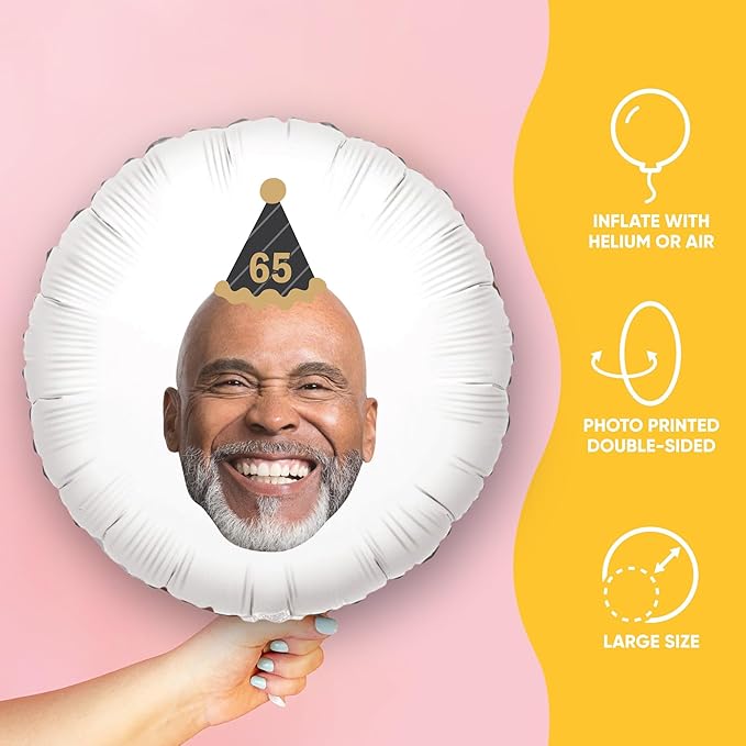 Big Dot of Happiness Personalized Adult Happy Birthday Black & Gold Cone Hat - Image 2