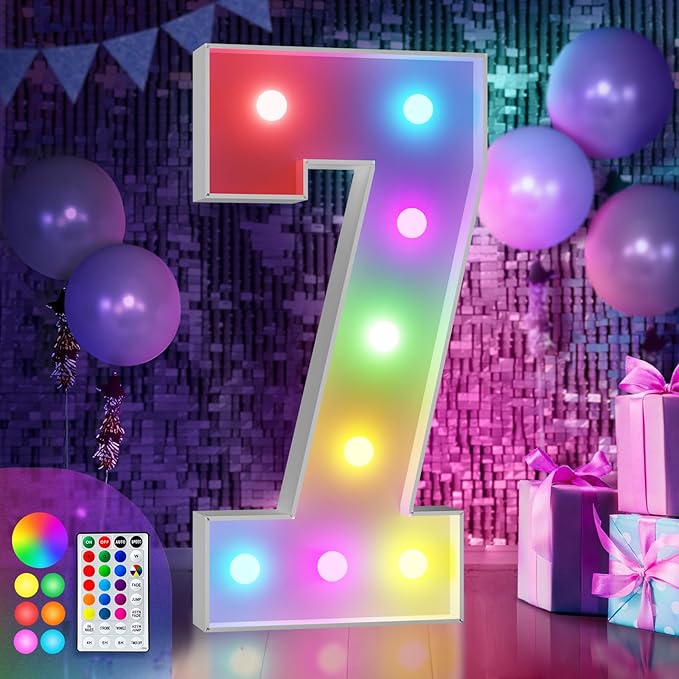 imprsv 3FT Colorful Marquee Numbers, 18 Colors Number 7 by Letsmakeitimpressive
