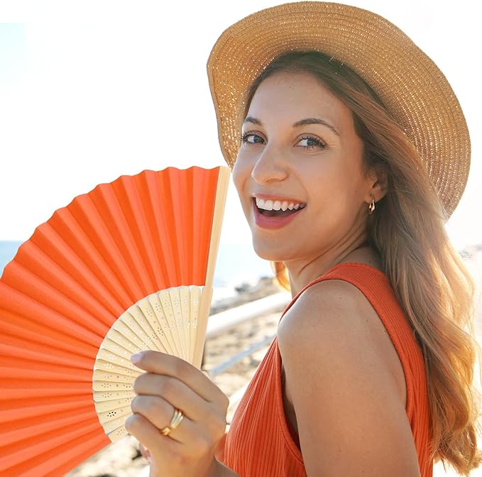 48 Pieces Hand Held Bamboo Folding Fans Paper Fans Handheld - Image 7