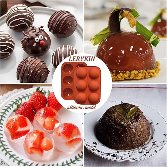 6 Holes Medium Semi Sphere Silicone Molds, 3 Packs Half Sphere Silicone Baking - Image 7