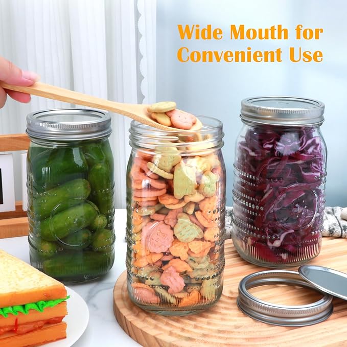 Encheng 12 Pack 32oz Wide Mouth Mason Jars - Image 6