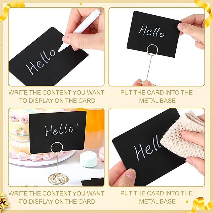 TecUnite 24 Pack Mini Chalkboard Signs, Tabletop Blackboard Signs Name Tags - Image 7