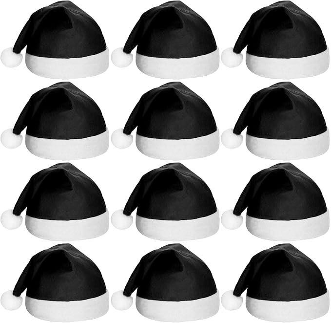 SATINIOR 12 Pieces Santa Hats Christmas Non Woven Fabric Hat by SATINIOR