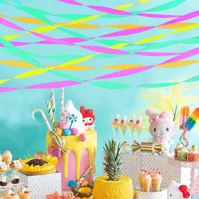600 feet Glow Crepe Paper Streamers UV Glow Party Neon Streamer Decorations - Image 5