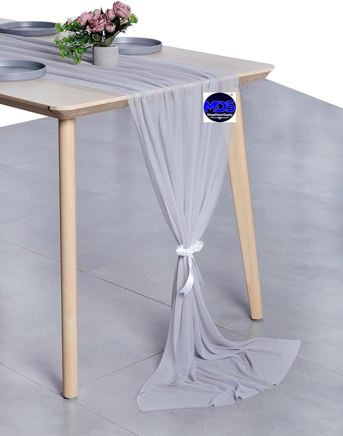 MDS 2 Pack 10ft Chiffon Table Runner 29 x 120 Inches Sheer Wedding Runner - Image 3