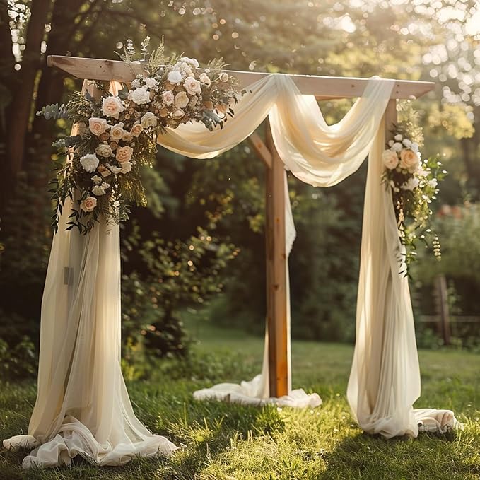 Wokceer Wedding Arch Draping Fabric 28.7" x 20FT Champagne Drapes Sheer Fabric - Image 7