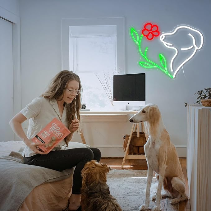 Cute Dog Neon Sign LED Flower Neon Light Suitable - Image 6