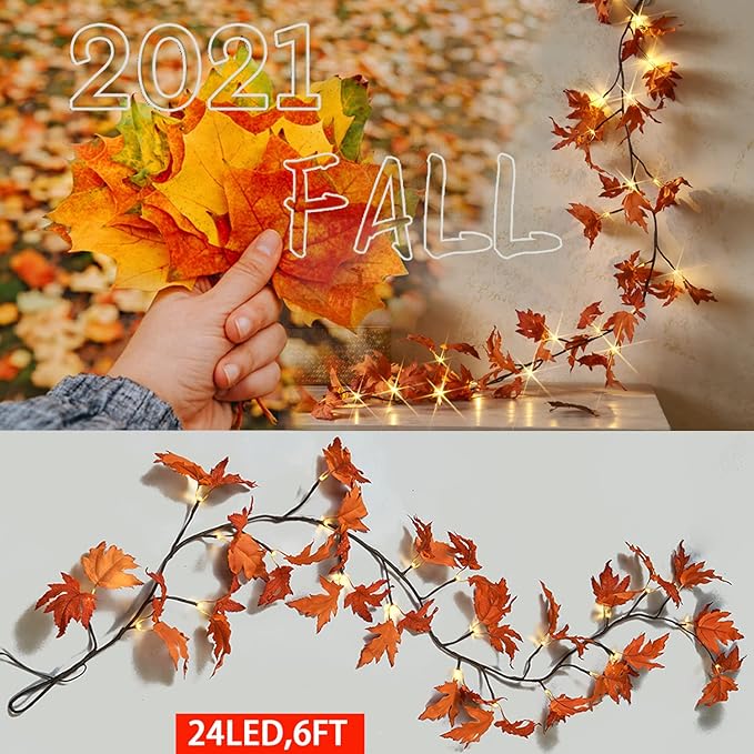 Fudios Lighted Maple Leaf Garland - Image 5