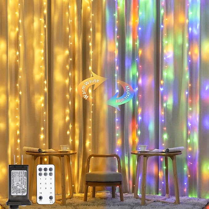 JMEXSUSS 300LED Dual Color Changing Curtain Lights by JMEXSUSS