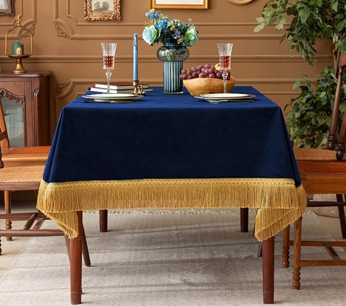 F-CHU Blue Tablecloth Thickset Velvet Tablecloth - Image 3