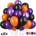 FunHot Halloween Party Balloons, 12 Inch Metallic Purple Black Latex Balloons by FunHot