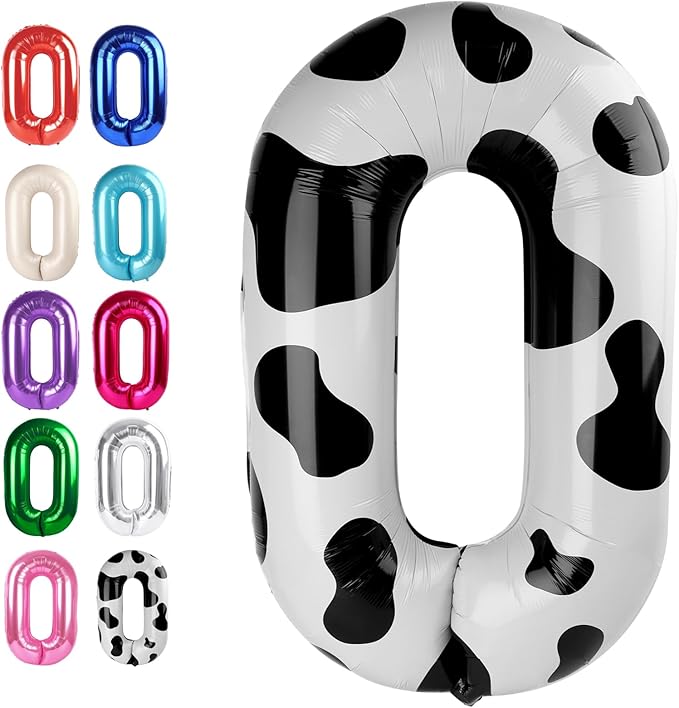 Cow Print 40 Inch 0 Number Balloons, 0 Decorations by Upgesy