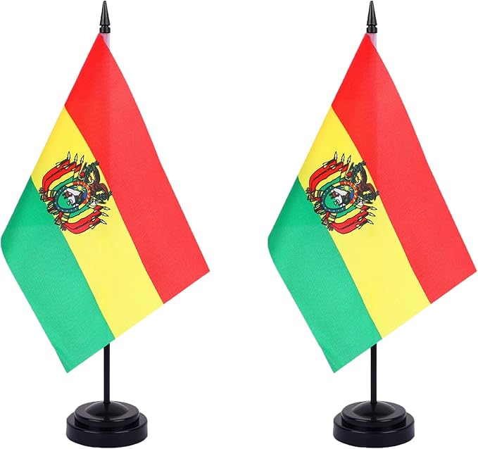 WXTWK 2 Pack Bolivia Flag Bolivia Deluxe Desk Flag Set by WXTWK
