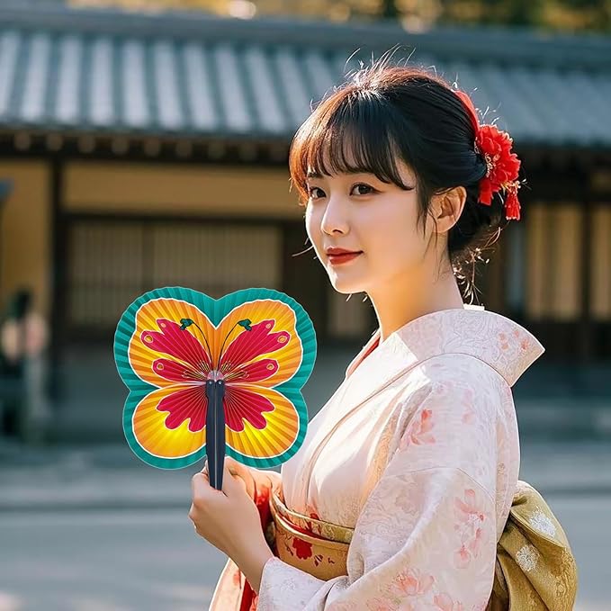 12 Pieces Folding Hand Paper Fans Handheld, Butterfly Decorations Accordion - Image 5