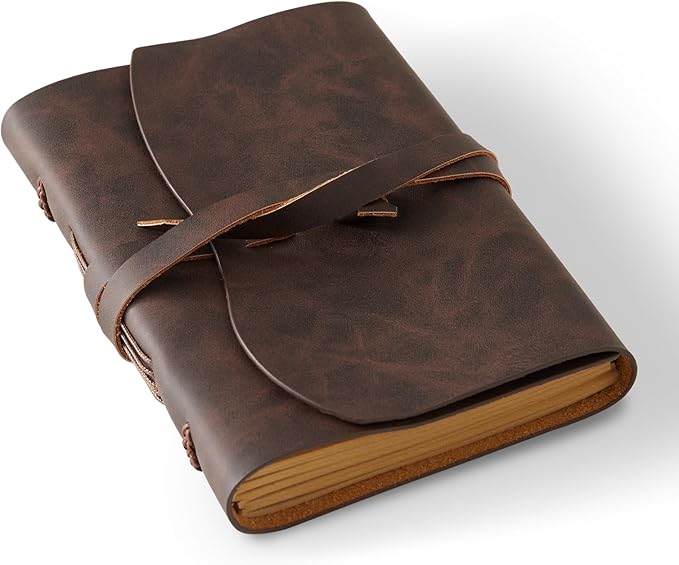 Leather Journal Notepad, Small Notebook 4.8x6.5 Inches, Mini Journal, Retro by RILIHO