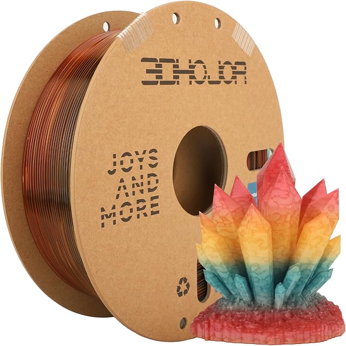 Transparent Multi Rainbow Color Gradient Change PLA 1.75mm 1KG 3D Printing by 3DHoJor
