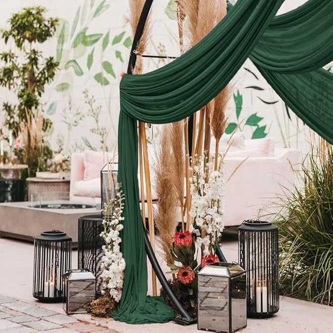 Wedding Arch Draping Fabric 1 Panel 30'' x 18FT Emerald Green Sheer Chiffon - Image 6