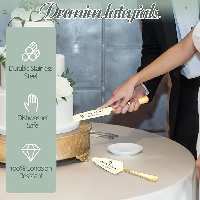 Personalized Wedding Cake Knife and Server Set - Image 4