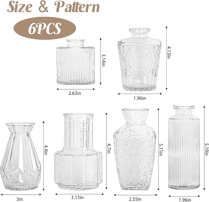 6Pcs Glass Bud Vase Set, Small Flower Vase - Image 3