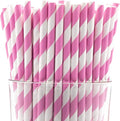 Pack of 300 Baby Pink Swirls Biodegradable 4-Ply Paper Drinking Straws by Stephanie+Imports