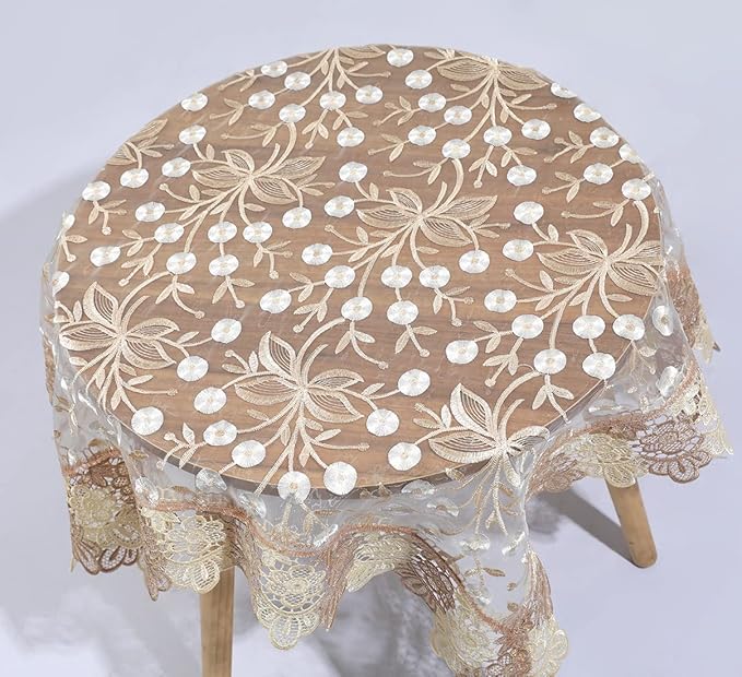 vctops Damask Lace Patchwork Tablecloth Luxury Square Small Table Cover Elegant - Image 3