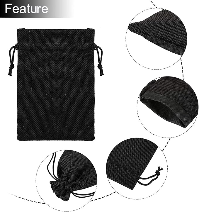 20Pcs Black Burlap Gift Bags - Image 3