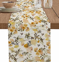 Vintage Orange Flower Cotton Linen Table Runner by Unknown
