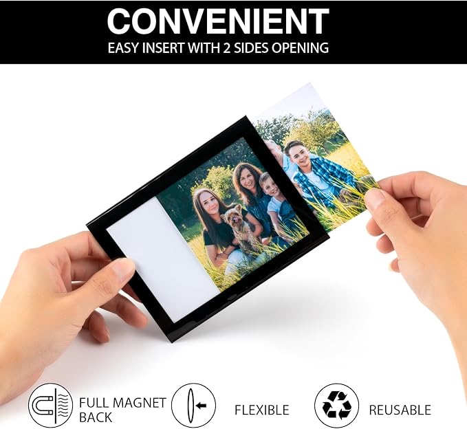 Magnetic Picture Frames with Black Border, Magnet Photo Frame Pockets/Holder - Image 3