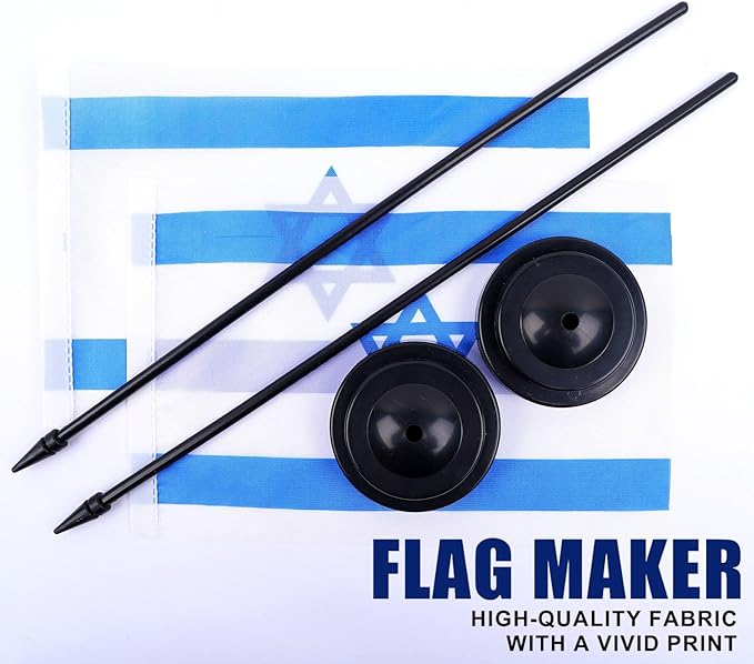 Israel Desk Flag 12" Solid Pole Deluxe Set Israeli Flags Banner Mini Small - Image 5