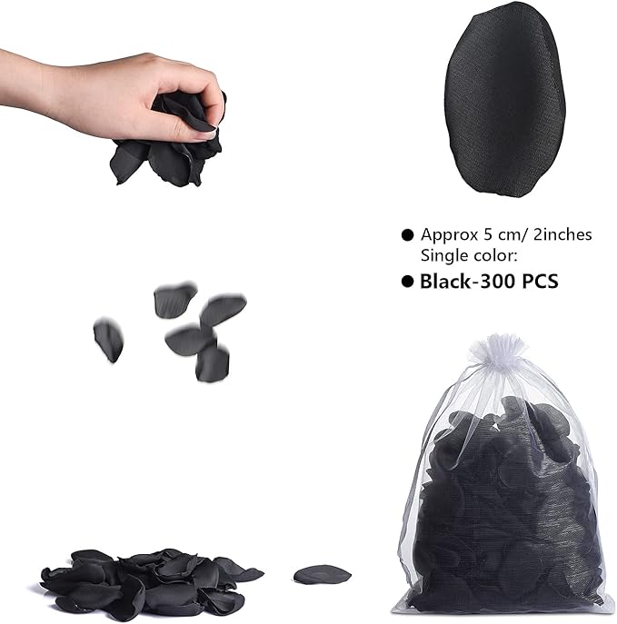 300pcs Artificial Black Rose Petals Fake Silk Flower Petals - Image 3