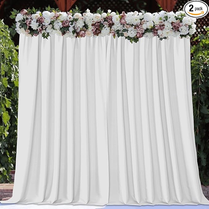 Joydeco White Photography Backdrop Curtains, Wrinkle Free Polyester 5ft x 7ft by JOYDECO