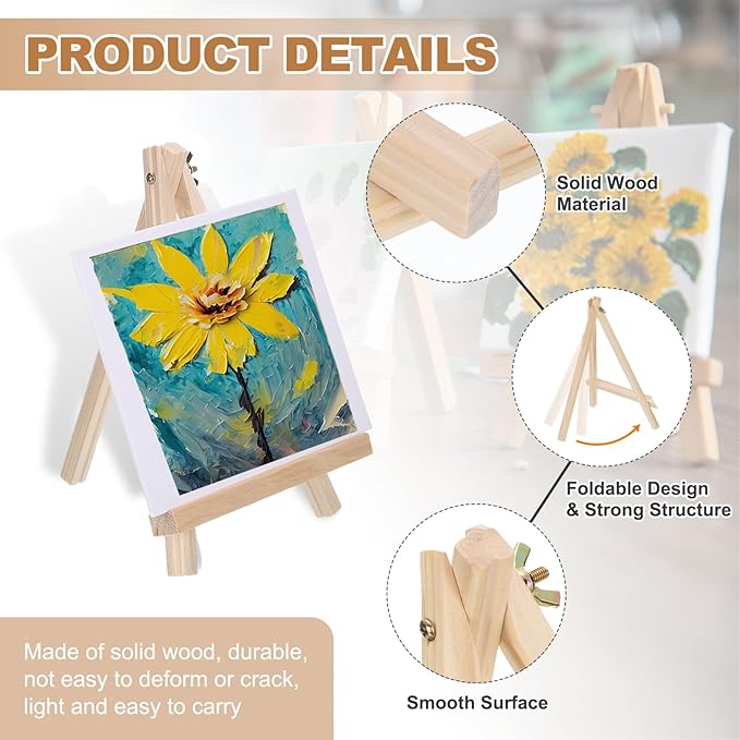 MECCANIXITY Mini Wood Display Easels, 9.4"x7.1"A-Frame Painting Tabletop Easels - Image 3