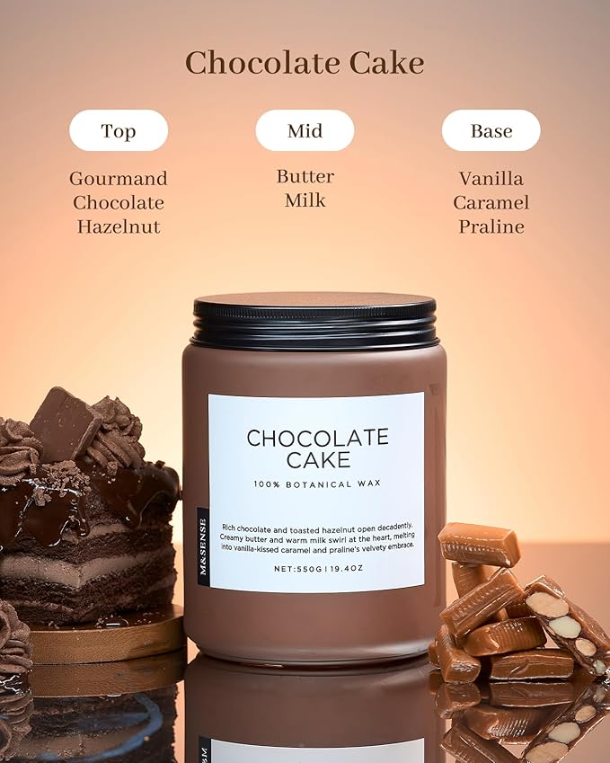 M&SENSE Chocolate Layer Cake Scent Candles, Large 19.4oz Natural Soy Wax 110 - Image 2