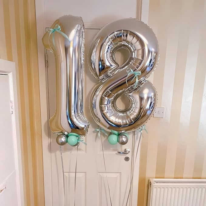 Silver 7 Balloon, 40 Inch Number 7 Balloon, 7 Birthday Balloon Decorations - Image 6
